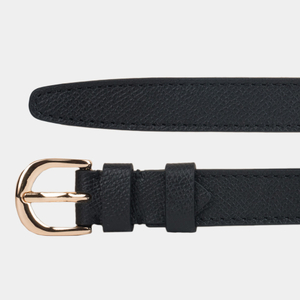 Ремень женский 20 мм из кожи сафьяно, черного цвета