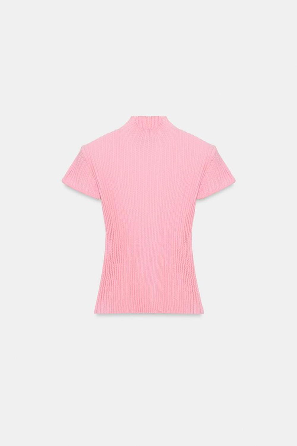 ZARA ТОП ИЗ ТРИКОТАЖА С РЕЛЬЕФНЫМ УЗОРОМ, РОЗОВЫЙ