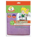 Салфетка д/СТЕКЛОКЕРАМИКИ Умничка 2-сторонняя Блеск+Микрофибра 16*19см 1шт