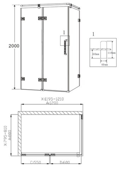 Душевой уголок 120x80 GROSSMAN Status ST-120BRQL