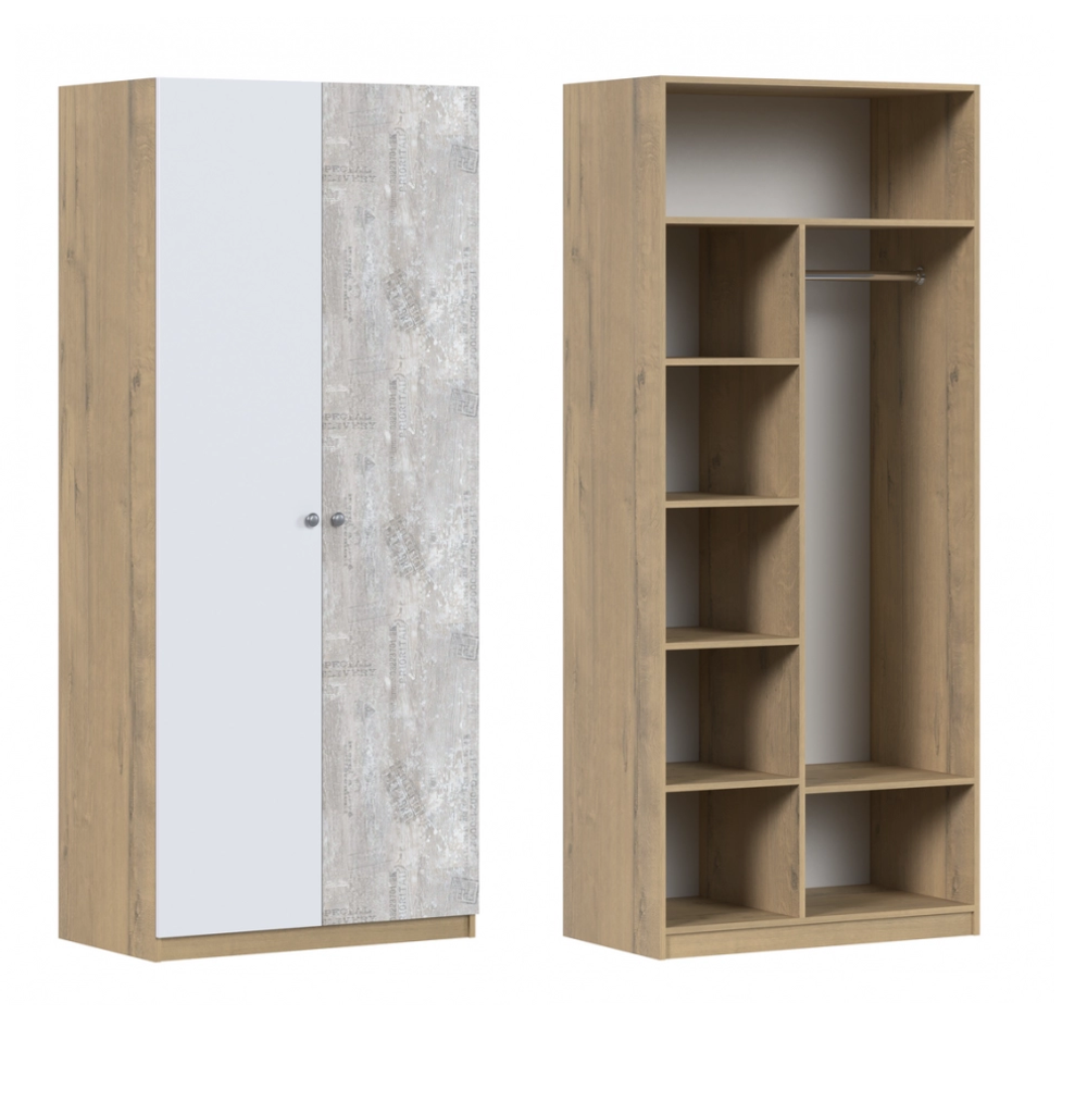 Шкаф плательный Ассоль Дуб бунратти/анкор белый/дельмар