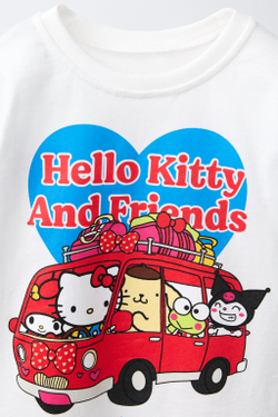 ZARA ФУТБОЛКА VAN HELLO KITTY AND FRIENDS © SANRIO, БЕЛЫЙ