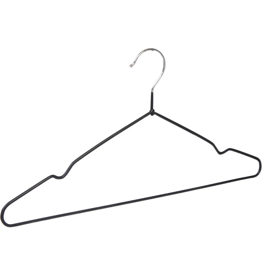 Плечики металлические нескользящие с полимерным покрытием 10шт «ТАРТИТАН», цвет чёрный, 40см●