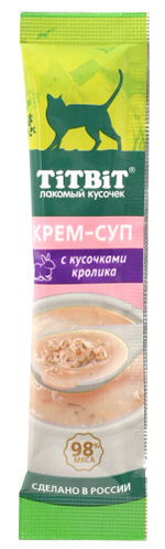 Крем-суп для кошек с кусочками кролика TitBit 10гр