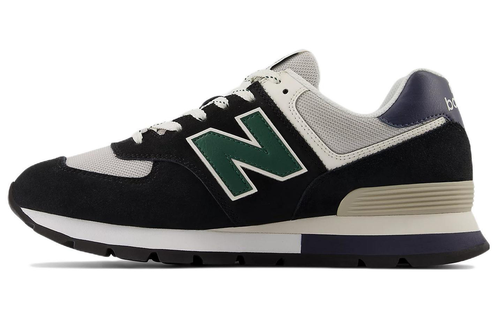 New Balance NB 574 retro fabric leather non-slip wear-resistant breathable shock-absorbing low-cut casual running shoes for men and women with the same black and green