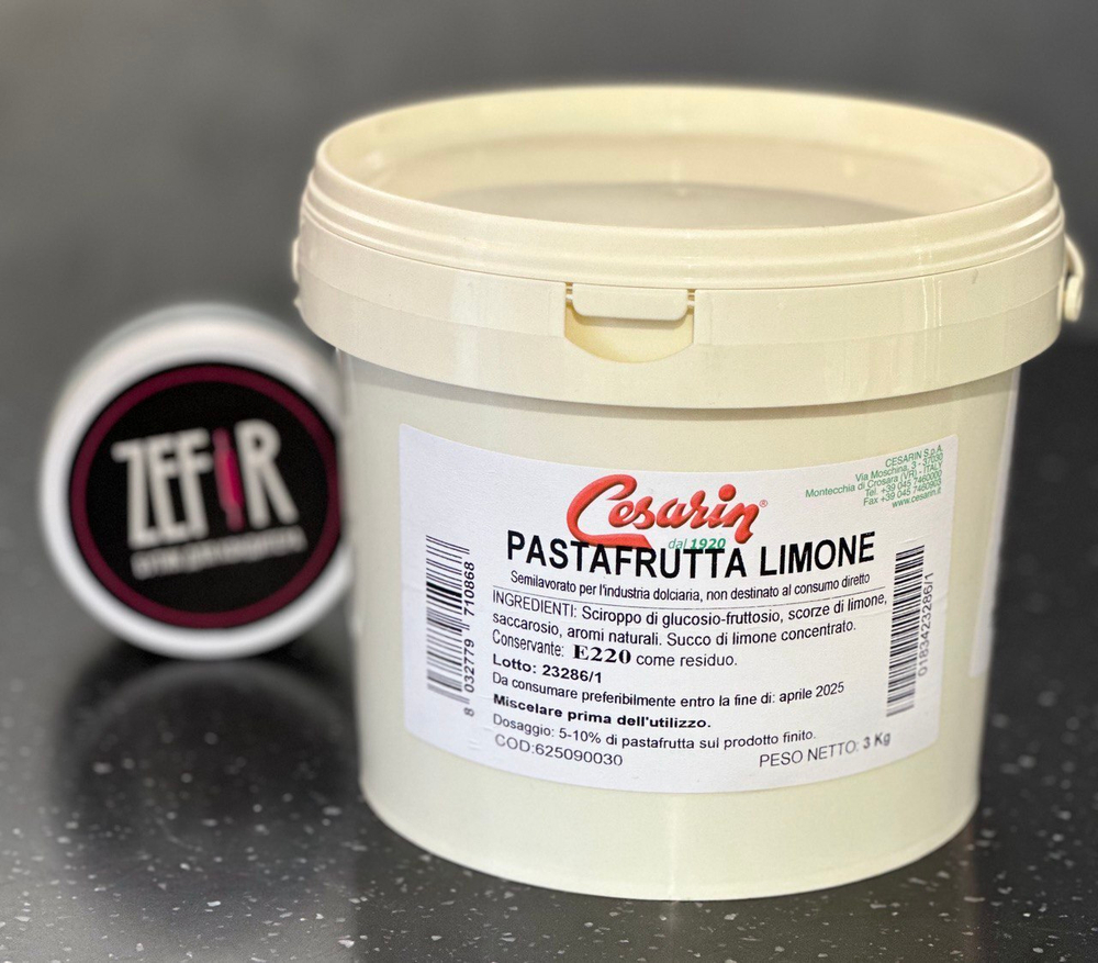 Перетертая цукатная паста лимонная Pasta Frutta Lemon, Cesarin Италия, 200гр