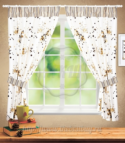 Шторы для кухни: Оникс (арт. BL05-18-01)  -  (140х175)х2 см. - коричневый