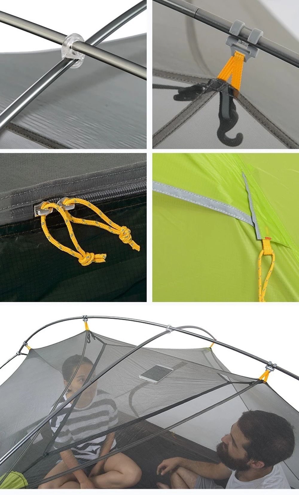 Палатка туристическая 2-местная Naturehike сверхлегкая Mongar NH17T007-M, 210T , зеленый, 6927595767658