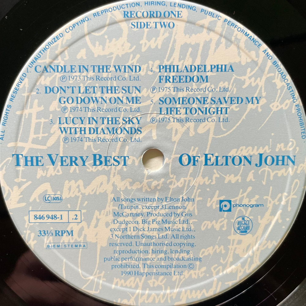 Elton John - The Very Best Of Elton John 2LP (Европа 1990г.)