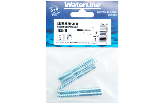 ШПИЛЬКА WATERLINE САНТЕХНИЧЕСКАЯ 6Х60 5ШТ