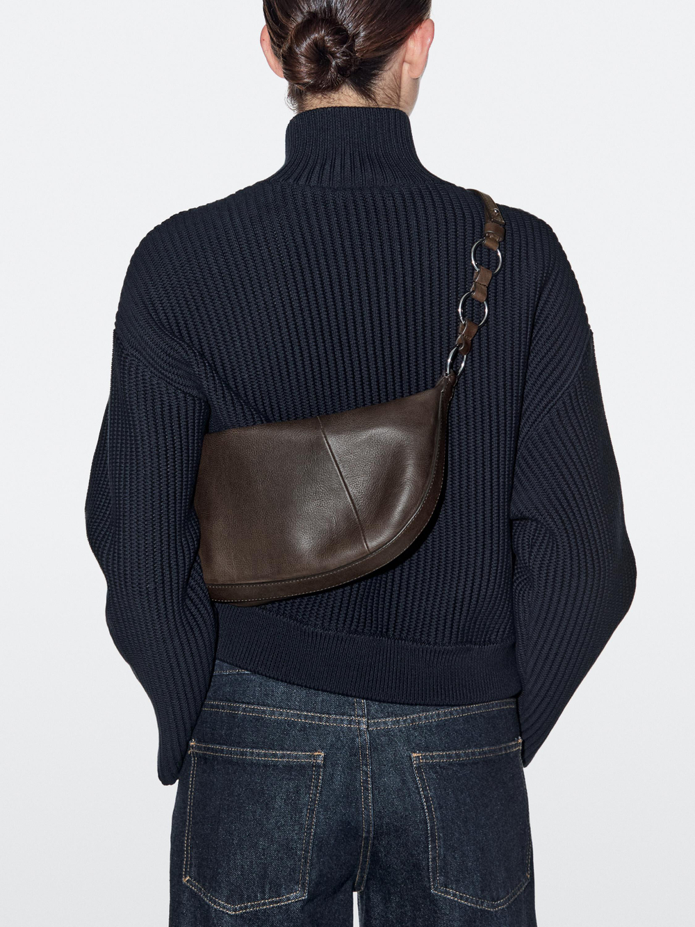 Massimo Dutti Небольшая сумка из кожи наппа, коричневый