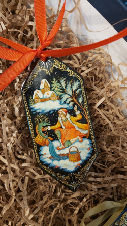 Набор ёлочных игрушек  "Новогодний" №2 с росписью Палех