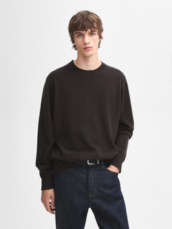 Massimo Dutti Джемпер из 100% кашемира с круглым вырезом, серый