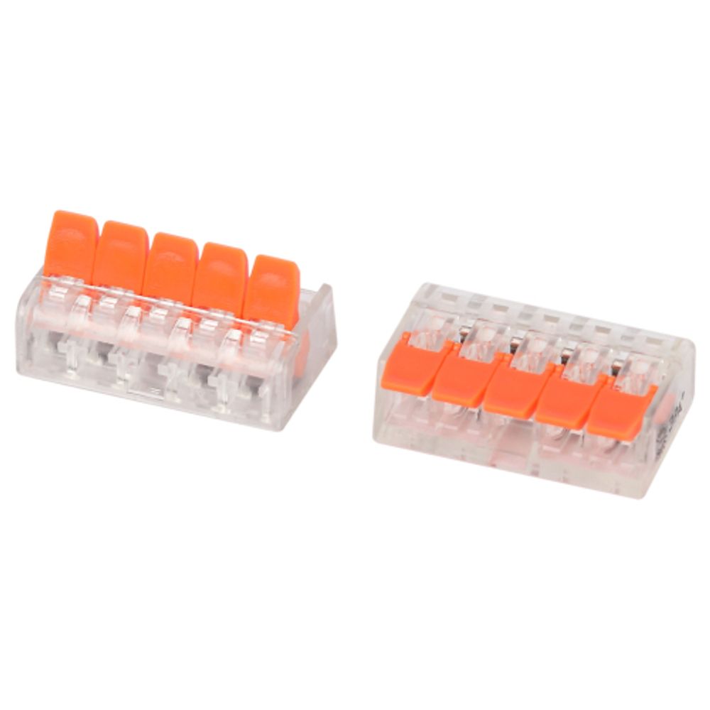 Клемма ЭРА NO-225-431 универсальная 221-415 компактная с рычагами 5-проводная 0.2-4 мм2 (упаковка 2 шт.)