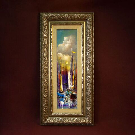 Винтаж: Винтажная картина «Яхты в Порту»