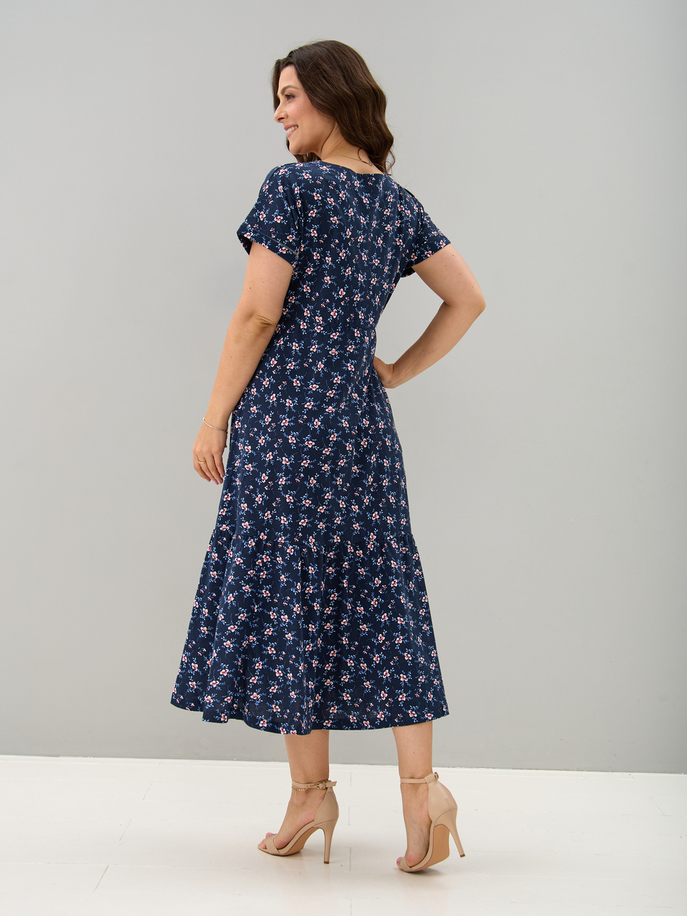 Платье П-032/синий-цветыветочка