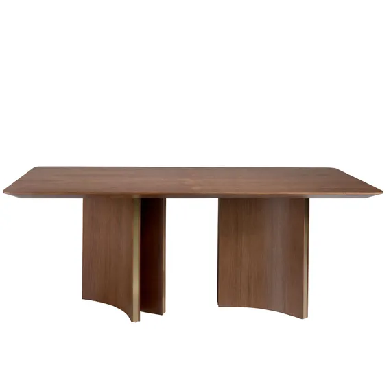 Прямоугольный обеденный стол 1109/DT210118 из ореха и позолоченной стали