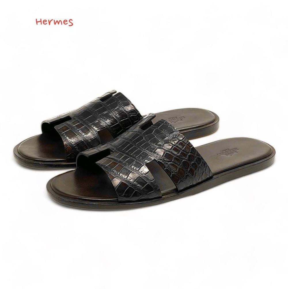 Шлепанцы Hermes из кожи крокодила
