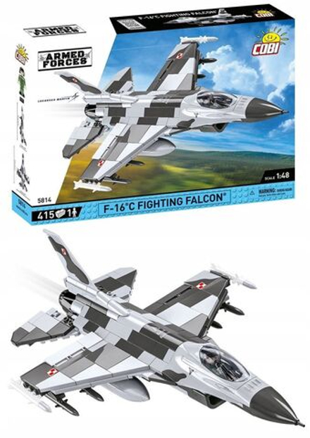 Конструктор пластиковый Cobi F-16C Fighting Falcon - Военный самолет - 415эл. - Коби 5814