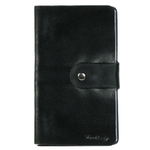 Визитница большая настольная кожаная чёрная из натуральной кожи 185х110х25 мм на 192 визитки DoubleCity BC02BL в коробке