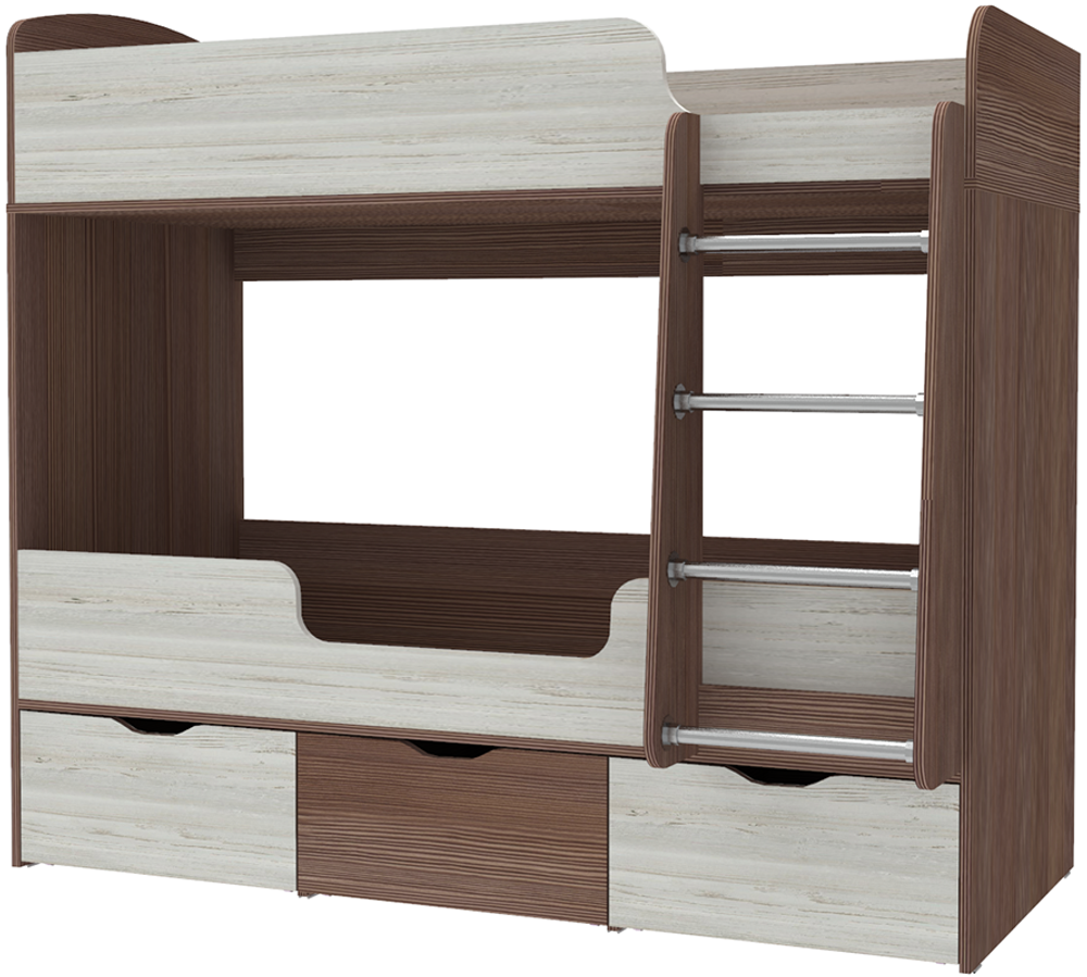 Кровать двухъярусная КарИВи Малыш Двойняшка Бодего Темный Винтерберг