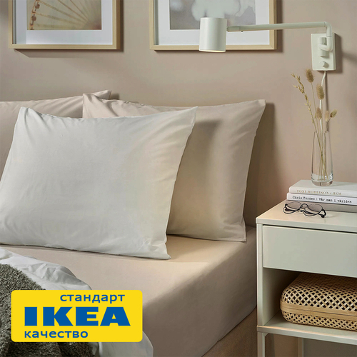 Поплиновая простынь на резинке УЛЬВИДОРО 180х200 | светло-бежевый