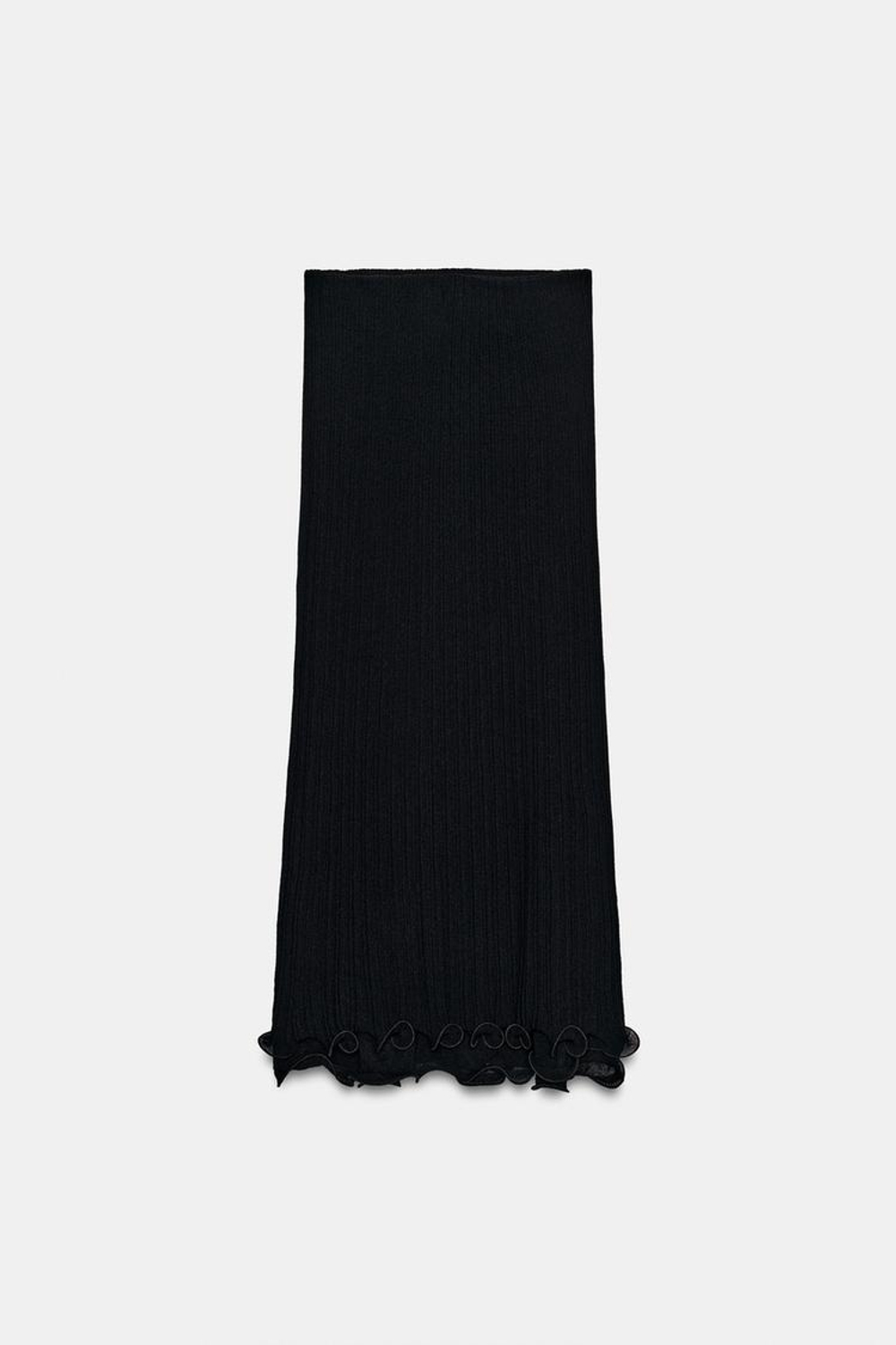 ZARA ДВУХСЛОЙНАЯ ТРИКОТАЖНАЯ ЮБКА МИДИ, ЧЕРНЫЙ