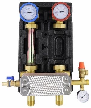 Насосная группа Rommer 1" с теплообменником 18 пластин, без насоса в теплоизоляции (RDG-1038-182501)