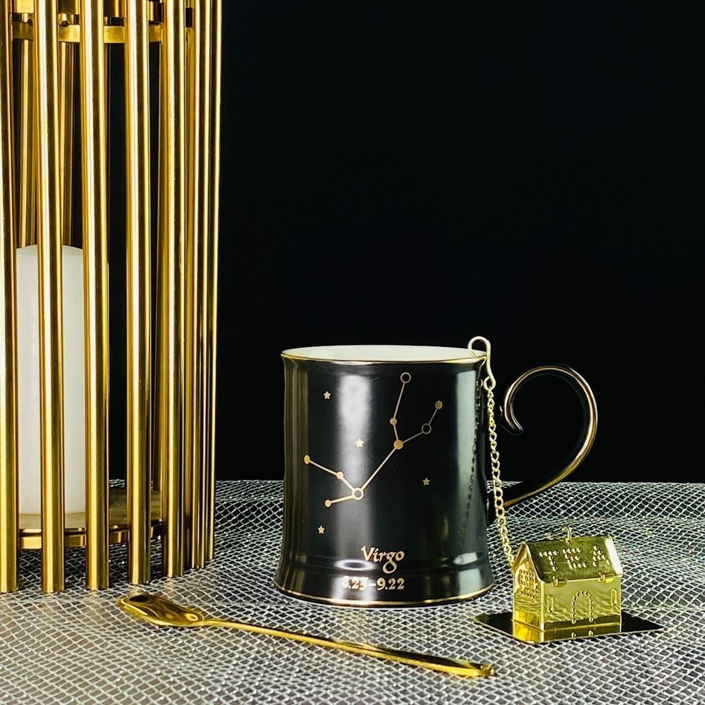 Lenardi 106-295 Кружка 360мл с ложкой и фильтром ДЕВА в под.уп.(х12)Фарфор