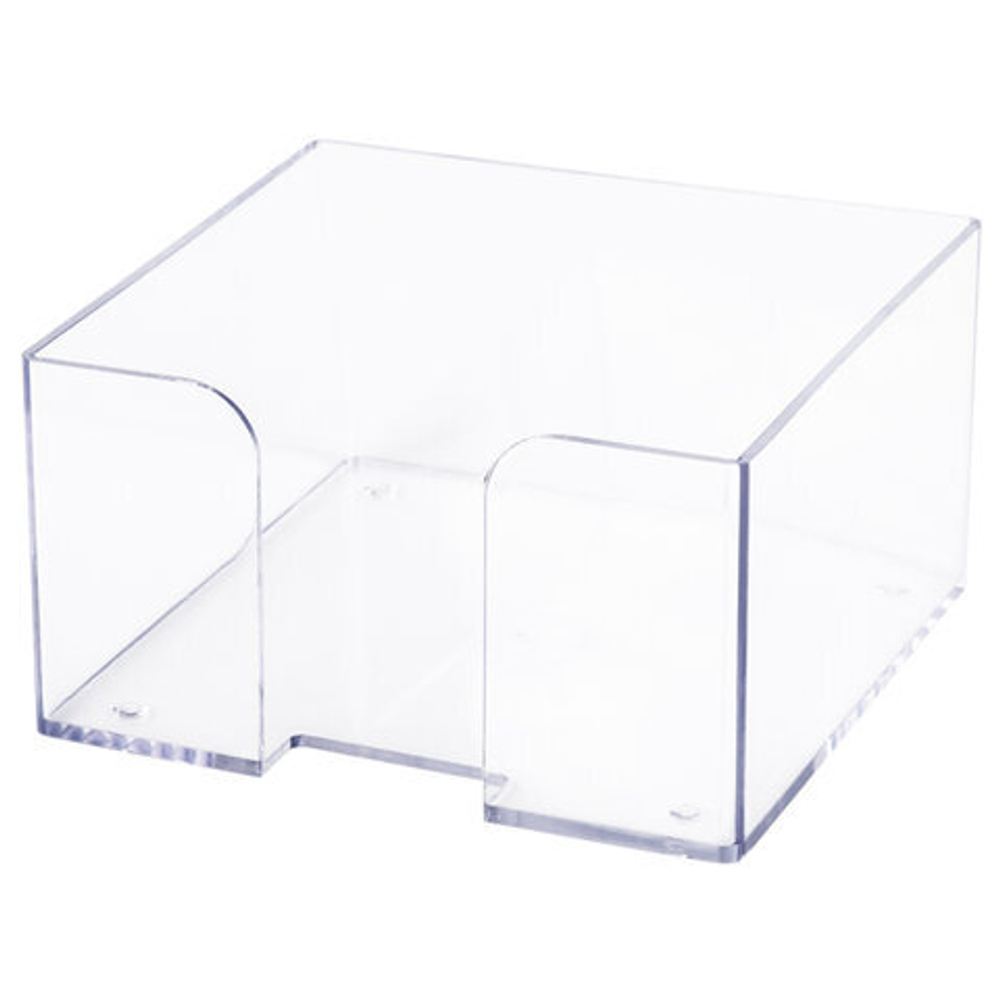 Подставка для бумажного блока BRAUBERG CLASSIC пластиковая, 90×90×50 мм, прозрачная, 5 штуки в комплекте.