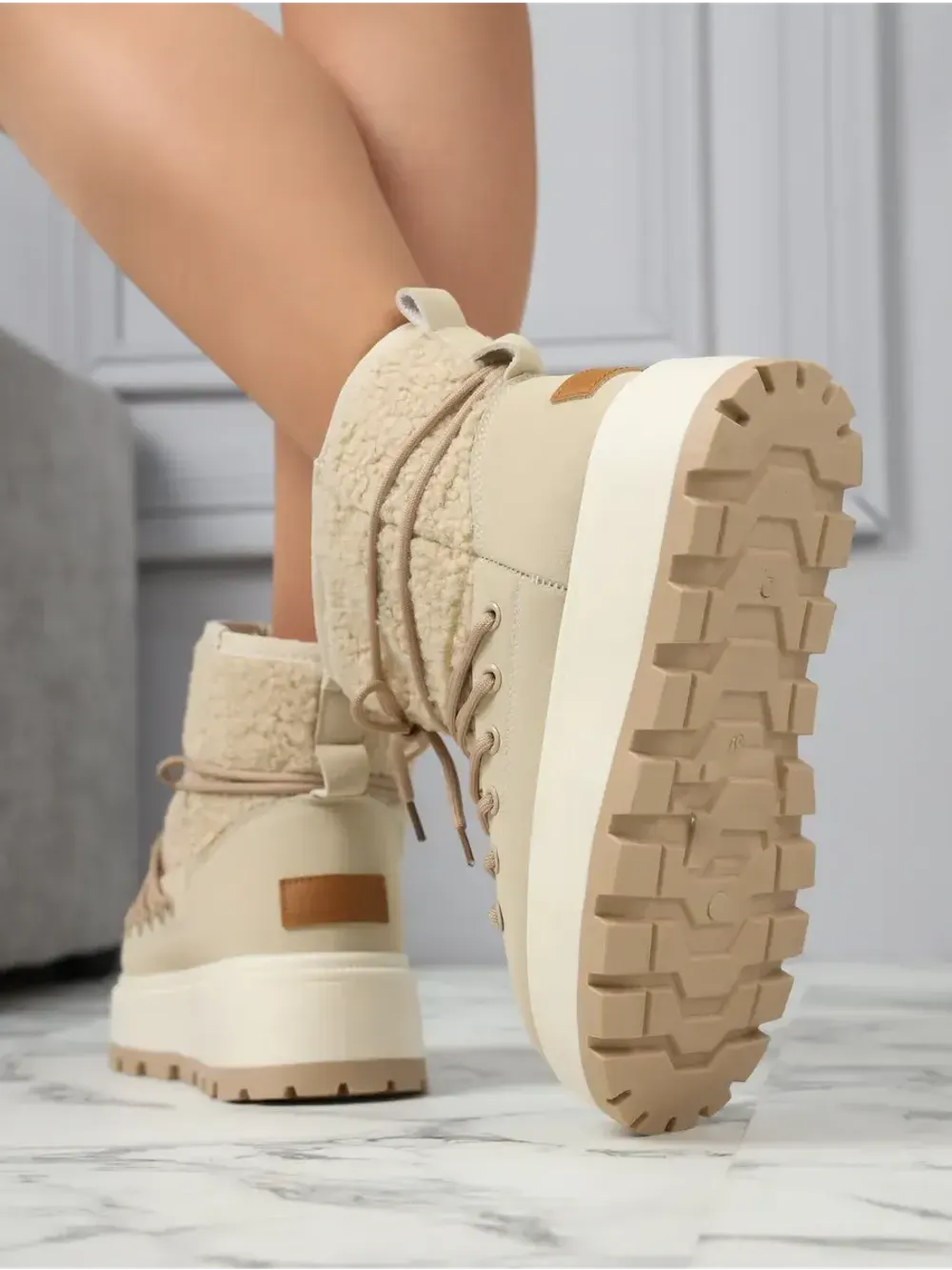 Зимние угги натуральный мех на платформе