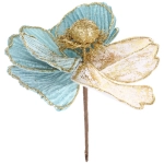 Украшение новогоднее «Пуансеттия - Нежность» 15 см, Голубой/Золото