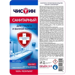 Средство для сантехники чистящее Чистин Санитарный 5 л для уборки туалета и ванной