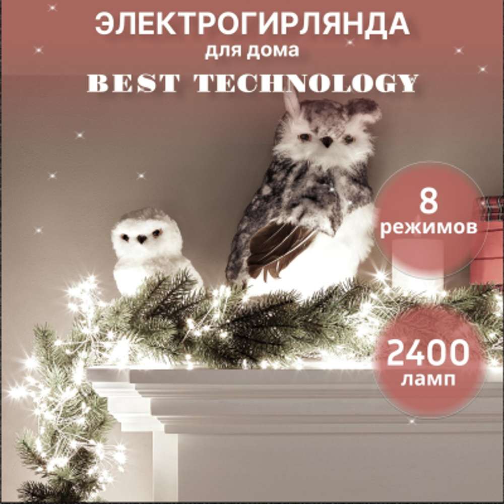 Электрогирлянда Best Technology 2400 LED белый, со стартовым шнуром