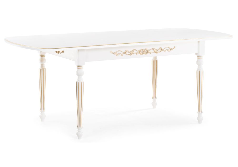 Стол Бевье 150(200)х90х77 молочный / золото