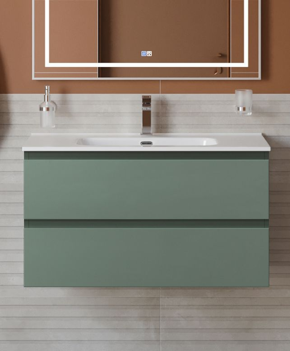 Тумба с раковиной подвесная BelBagno KRAFT-900-2C-SO-VO Еловый матовый, раковина белая BB900ETL