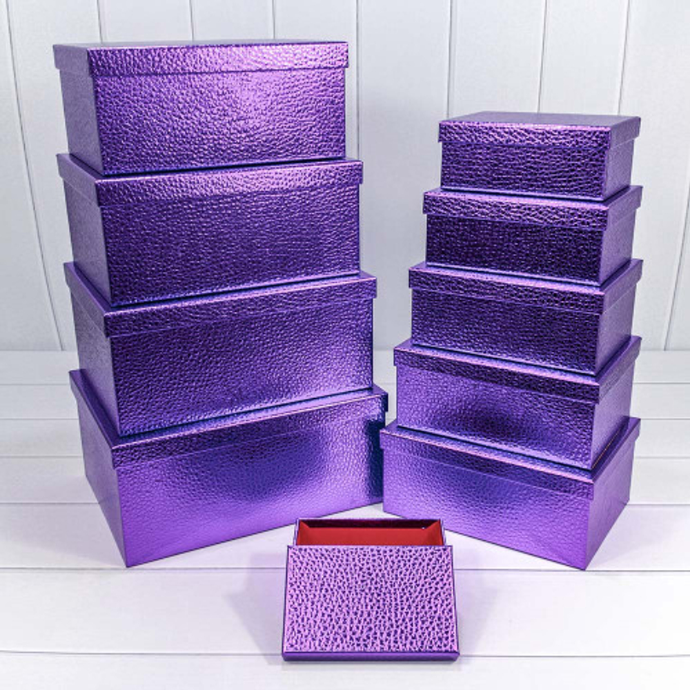 Коробка 34х26х15.3 см Набор 10 шт "Кожа крокодила" (Фиолетовый)