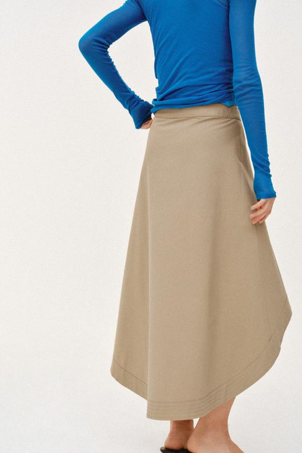 ZARA ЮБКА МИДИ АСИММЕТРИЧНОГО КРОЯ, РЫЖЕВАТО-КОРИЧНЕВЫЙ