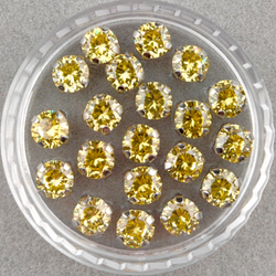 Фианиты шатоны в оправах, Golden Yellow/Platinum