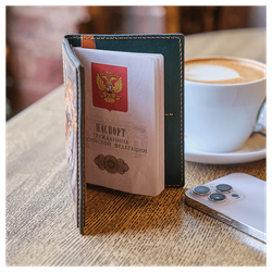 Кожаная обложка на паспорт «Тигр»