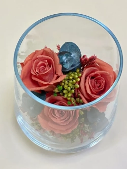 натуральные кустовые розы в стекле, вакуум*