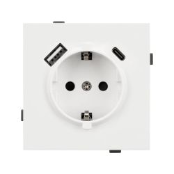 Механизм розетки с USB зарядкой SCT-TENDO-MUAC-SFPL-WH (230V, 16A) (Arlight, Матовый белый) 054610