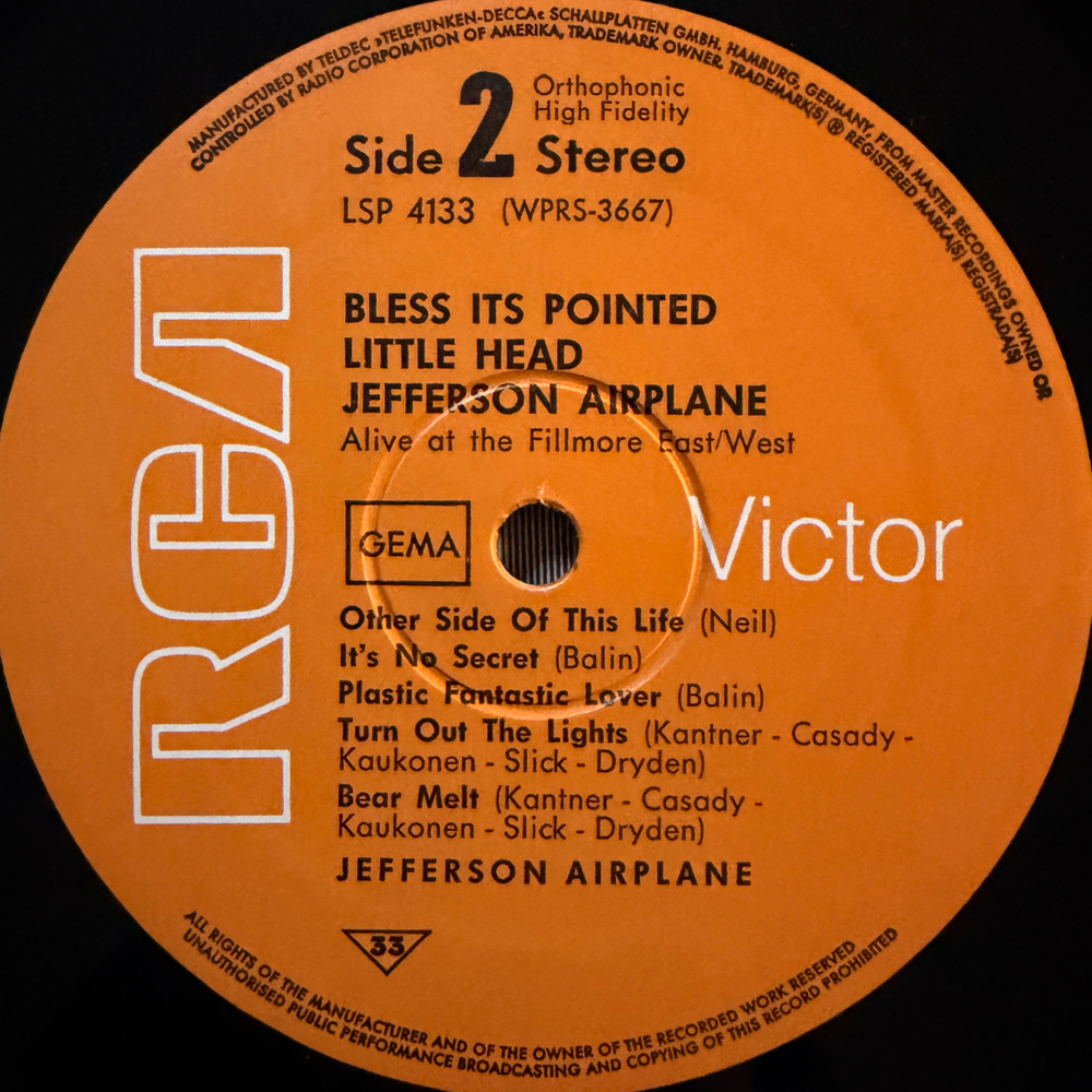 Jefferson Airplane – Bless Its Pointed Little Head (Германия 1969г.)Т