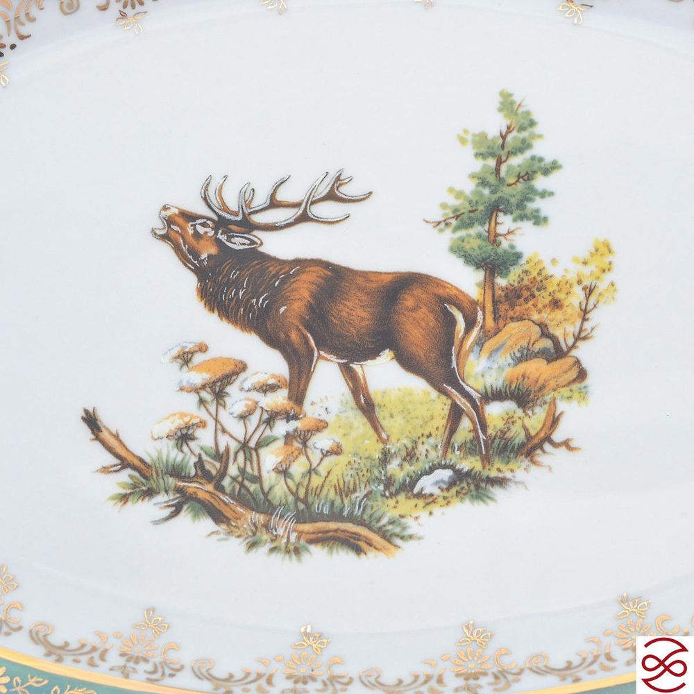 Блюдо овальное Repast Охота зеленая Мария-тереза 38 см