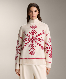 Oysho Вязаный свитер с вышивкой «Снежинка», экрю