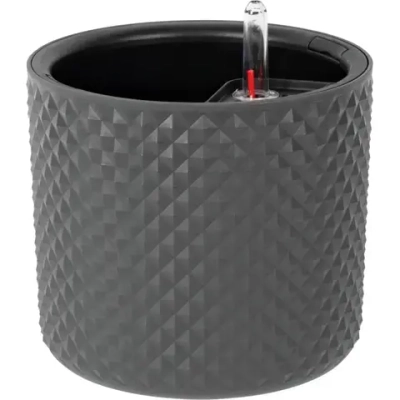 Кашпо ФАСЕТ D180мм с вставкой и с автополивом Графитовый (комплект 8 шт)