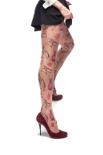 Колготки с принтом в виде лаков (Размер: S-M-L) (Цвет: бежевый)