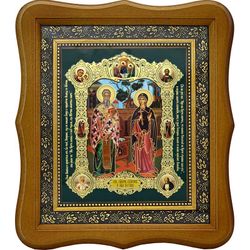 Святые мученики Киприан и Устинья. Печатная икона.