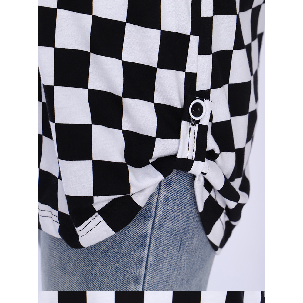 Рубашка-туника домашняя большого размера 109-277/белый-шахматы