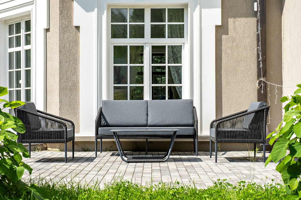 "Канны" лаунж-зона 4-местная плетеная из роупа (веревки), цвет темно-серый